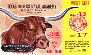 1969 Navy vs. Texas Longhorns Football Ticket Art